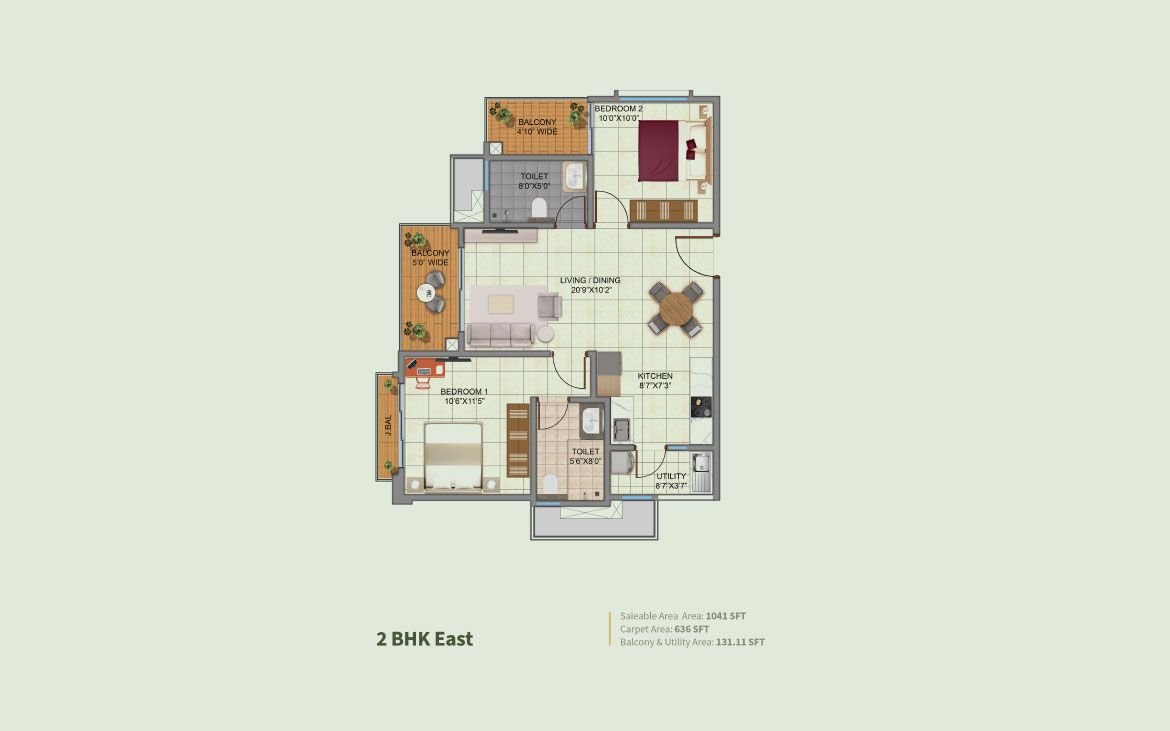 2 BHK East Plan